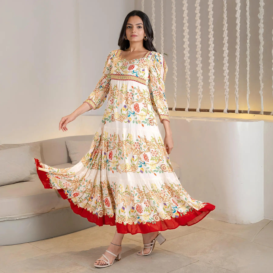 Royal Bloom one-piece floral maxi dress for women in a flowy, full-length design