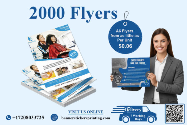 Buy 2000 Flyers & Get 500 FREE – Premium Printing Offer by Banner Stickers Printing Looking for an affordable yet powerful way to promote your business or event? Here’s your chance to save big! Banner Stickers Printing brings you an exclusive deal — Buy 2000 Flyers and Get 500 Flyers FREE! Flyers are one of the most effective marketing tools for brand promotion, event announcements, product launches, and advertising campaigns. With this amazing offer, you get 2,500 premium-quality flyers for the price of 2,000 — helping you reach more customers without increasing your budget. Our flyers are printed using high-resolution full-color printing on premium-quality paper stock, ensuring that every piece looks professional and visually stunning. Whether you’re targeting local customers, handing them out at events, or including them in mail campaigns, our flyers deliver your message effectively. 🎯 Why Choose Banner Stickers Printing? Unbeatable Offer: Buy 2000 flyers and get 500 completely FREE — a perfect deal for businesses of all sizes. High-Quality Printing: We use advanced printing technology to ensure sharp, vivid, and long-lasting prints. Multiple Sizes & Finishes: Choose from various paper types, gloss or matte finishes, and custom sizes to fit your campaign. Fast Delivery: Get your flyers delivered within 5 to 7 business days after purchase. Custom Design Available: Upload your own artwork or let our design experts create something stunning for your brand. 💼 Perfect for Every Purpose: Our custom flyer printing is ideal for: Business Promotions – Advertise your products, offers, and services. Event Marketing – Promote concerts, exhibitions, or grand openings. Real Estate & Retail Ads – Showcase new listings or discount sales. Restaurant Menus – Print food menus, special offers, or takeaway options. Educational or Nonprofit Campaigns – Distribute awareness flyers easily. Flyers are compact, affordable, and deliver results quickly — making them an essential marketing tool for any business. 🖨️ Product Details: Offer: Buy 2000 Flyers, Get 500 Flyers FREE Sizes Available: A6, A5, A4, DL, and custom dimensions Paper Stock: 130 GSM, 170 GSM, or 300 GSM premium quality paper Finishes: Gloss, matte, or uncoated finish Printing: Full-color, high-resolution printing Delivery: 5–7 working days nationwide Our flyer printing service combines vibrant design with professional printing, ensuring your brand looks its best every time. 🚀 How to Claim the Offer: Visit BannerStickersPrinting.com Select your flyer size, quantity (2000), and finish. Upload your design or request a custom layout. Complete your order — and you’ll automatically receive 500 extra flyers FREE! This deal is designed to help you expand your reach while saving money on marketing. 💬 Customer Benefits: ✅ Get 500 free flyers with every 2000 ordered ✅ Premium print quality that enhances your brand image ✅ Perfect for bulk promotions or campaigns ✅ Affordable, durable, and eco-friendly materials ✅ Quick processing and reliable delivery ❓ Frequently Asked Questions (FAQs) Q1: What size options are available for flyers? We offer various sizes including A4, A5, A6, and DL, along with fully customizable dimensions. Q2: Can I get a custom design for my flyers? Yes! You can upload your own design or work with our in-house team for a professional design service. Q3: What kind of paper is used for the flyers? We print on premium 130–300 GSM paper with optional glossy or matte finish. Q4: How do I qualify for the free 500 flyers? Simply order 2000 flyers, and you’ll automatically receive 500 extra flyers free of cost. Q5: Are these flyers suitable for outdoor distribution? Yes! Our flyers are printed with fade-resistant inks, making them perfect for both indoor and outdoor campaigns. Q6: How long does delivery take? Your flyers will be delivered within 5–7 business days after order confirmation. Q7: Can I print different designs in one order? Yes, you can request multiple design variations within your total flyer quantity. 🏁 Conclusion: Don’t miss out on this limited-time deal from Banner Stickers Printing — Buy 2000 Flyers & Get 500 FREE! Whether you’re launching a new business, promoting a sale, or organizing an event, this offer gives you more marketing power for less cost. With vibrant colors, crisp printing, and durable paper quality, our flyers make your brand impossible to ignore. Plus, with Banner Stickers Printing, you get fast service, premium results, and unbeatable value. 🛒 Order Now at BannerStickersPrinting.com and get your 500 FREE flyers today!